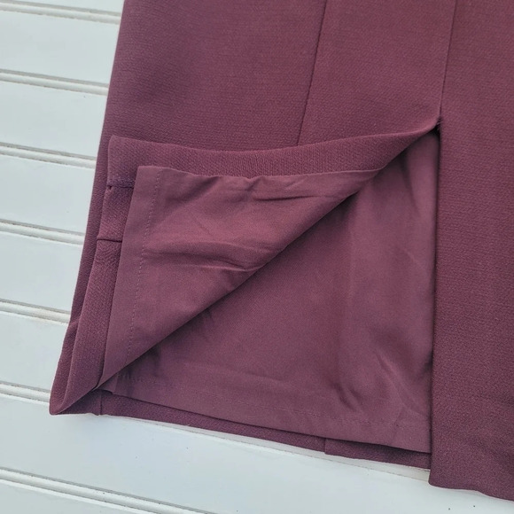 Eva Mendes NY&Co Burgundy Textured Pencil High Waist Skirt Lined Size 0 - Picture 7 of 10